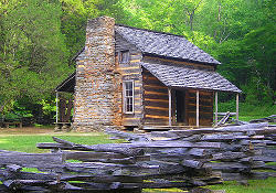 John Oliver Log cabin